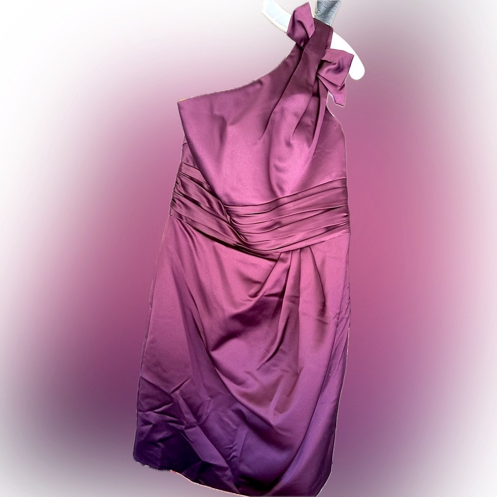 One shoulder with bow formal dress. Worn once for pictures. Great shape!